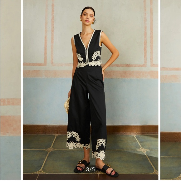 Commense Casual Embroidery Sleeveless Zipper Pants Set - Picture 4 of 10